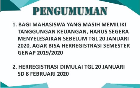 Pengumuman Heregistrasi Januari 2020